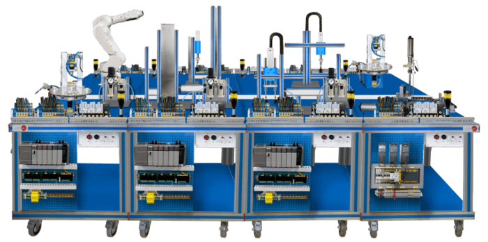 Flexible and advanced manufacturing unit, used for education and training, produced by Edibon